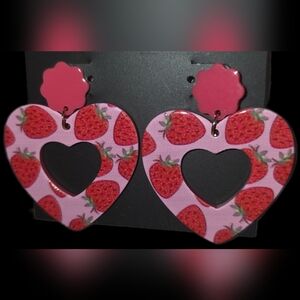 Heart-Shaped Strawberry Earrings